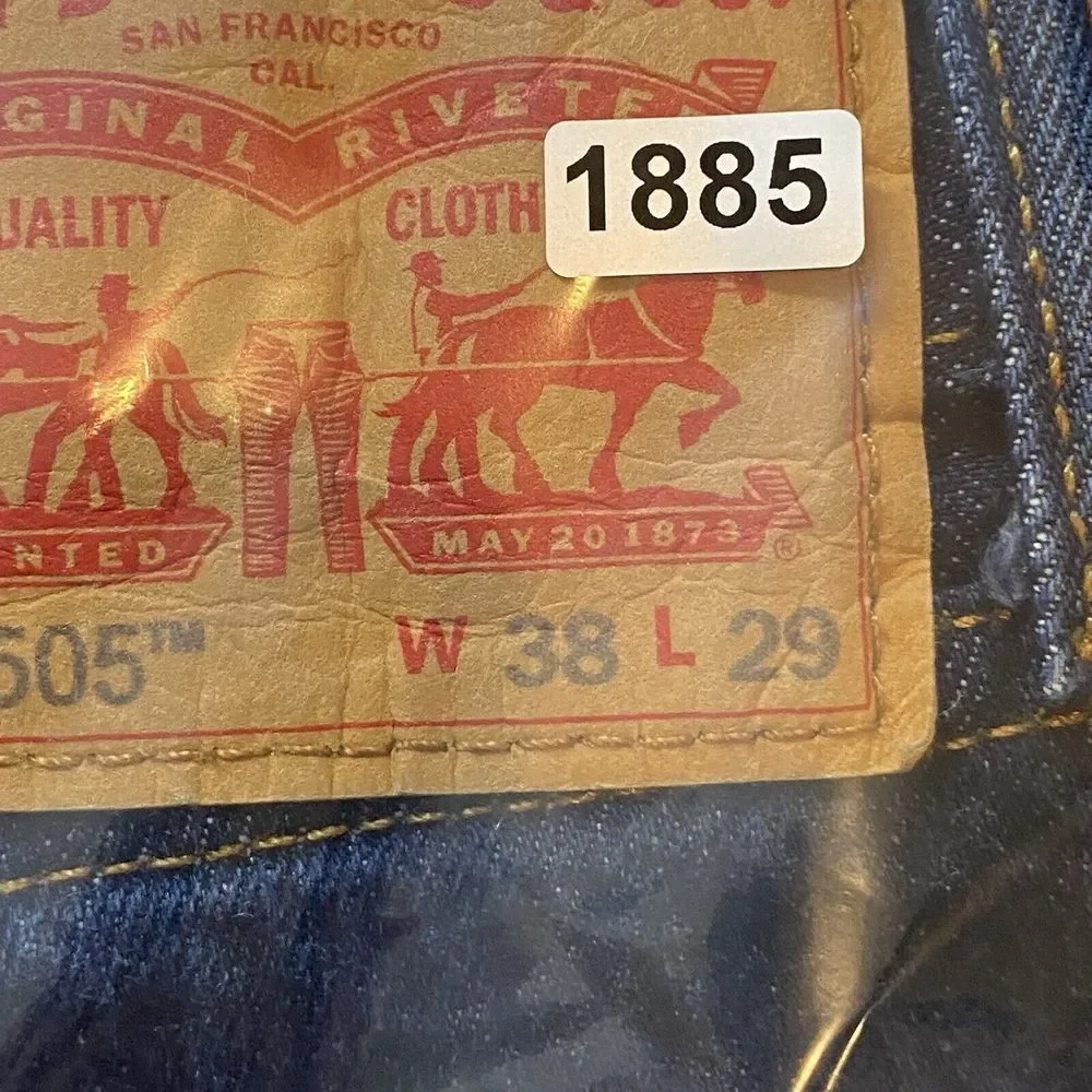 Levis 505 Jeans Mens 38x29‎ Regular Fit Straight Leg dark blue denim